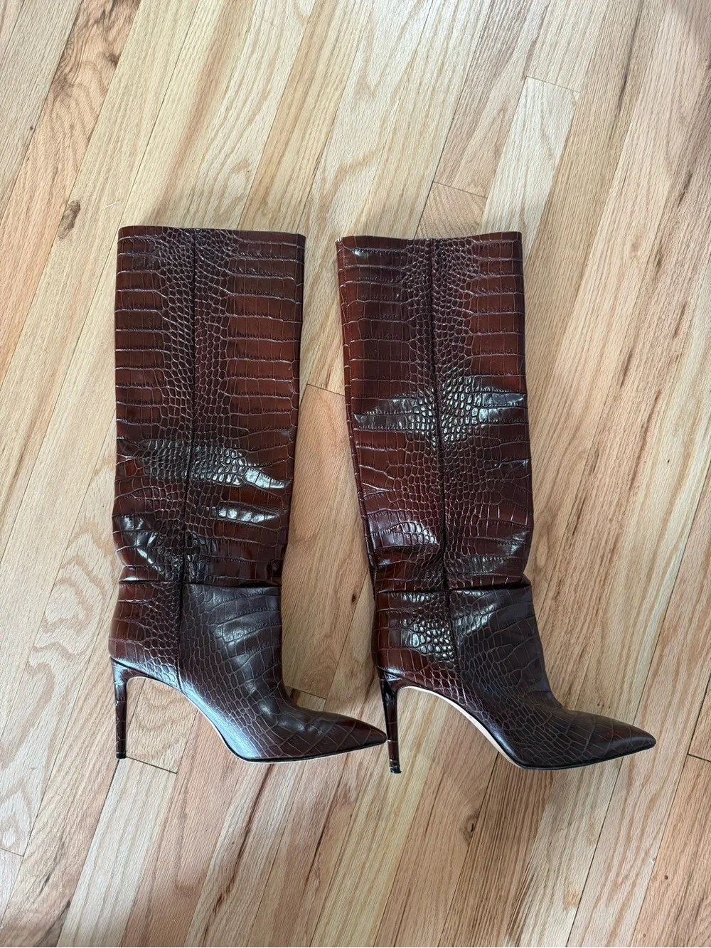 Paris Texas Croc-Embossed Pointed Toe Boot